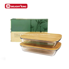 Customized Glass Bakware Set with Bamboo Lid